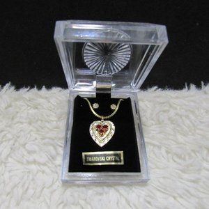 Red Stone Solid Heart Necklace